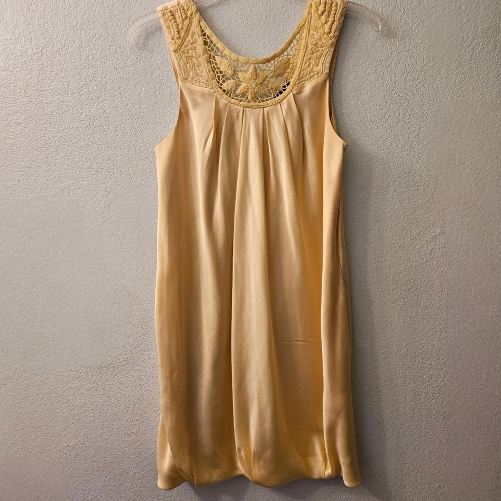 BCBGMaxAzria Yellow Silk Sleeveless Mini Dress